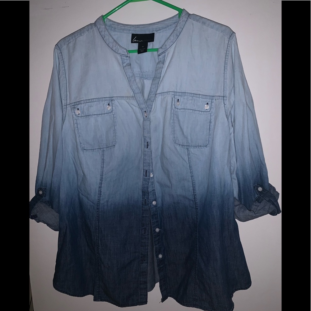 Ombré denim button up